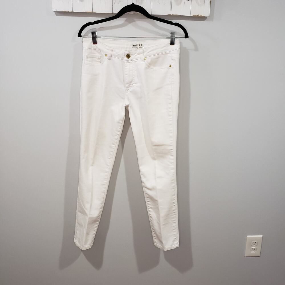 Reiss White Skinny Jeans Women's Size 6 Mid Rise Stretch Denim